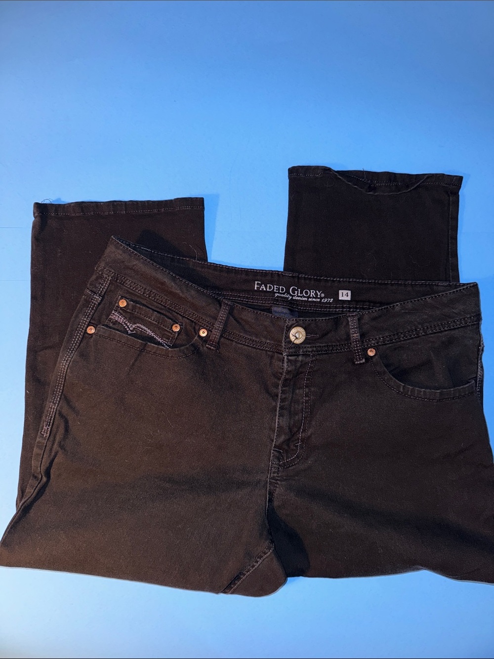 Faded Glory Black Wide Leg Capri Pants